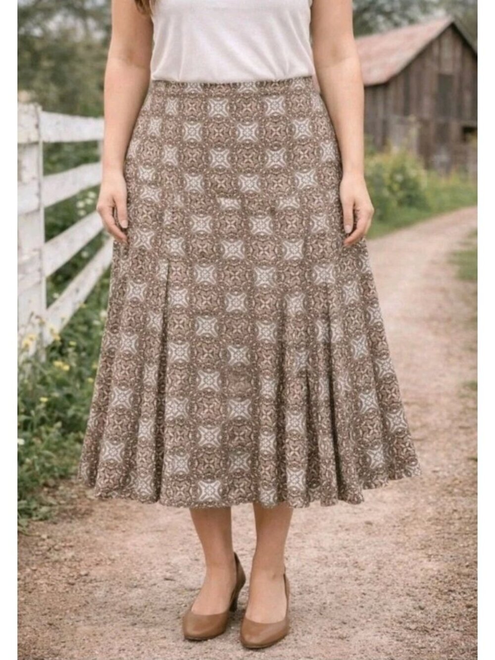 Womens Midi Skirt Casual Church Work Feminine Lightweight Flowy 18W
